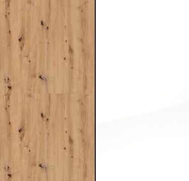 Artisan Oak Carcase and High Polish White Front with Aluminium Color Handle Strips AD912