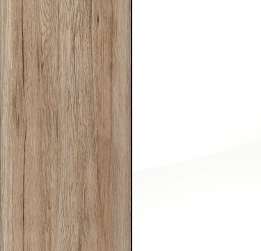 Sonoma Oak Carcase and High Polish White Front with Chrome Color Handle Strips AK697