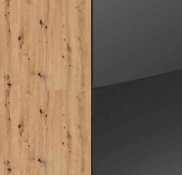 Artisan Oak Carcase and Basalt Glass Front with Chrome Color Handle Strips AD930