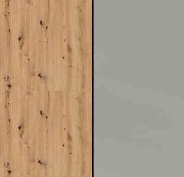 Artisan Oak Carcase and Silk Grey Glass Front with Aluminium Color Handle Strips AD908