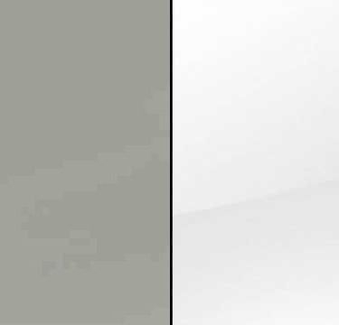 Silk Grey Carcase and White Glass Front with Aluminium Color Handle Strips AD261