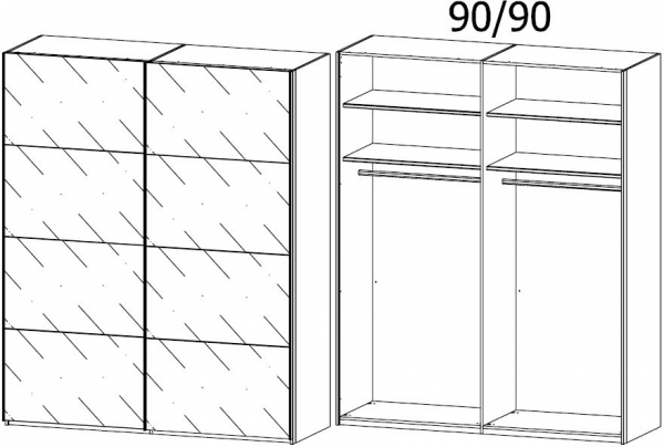 56KC : 2 Mirror Door Sliding Wardrobe