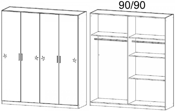 0EL4 : 4 Door High Polish Wardrobe