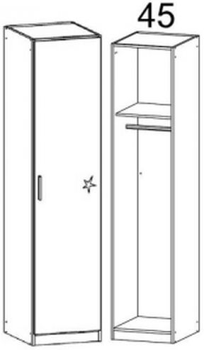 4866 : 1 Right High Polish Door Wardrobe