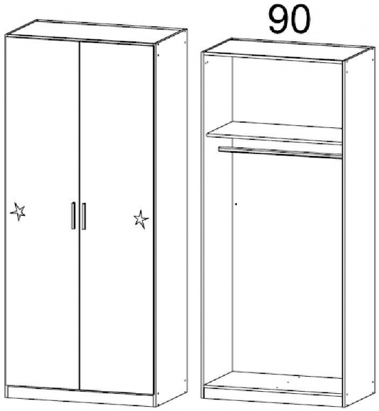 4867 : 2 Door High Polish Wardrobe