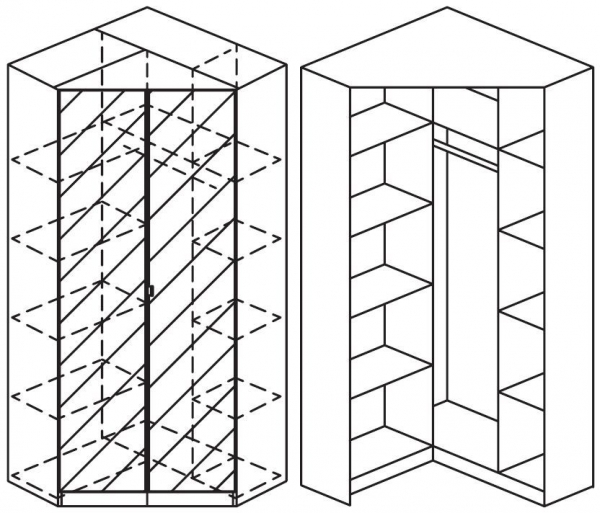 5093 : 2 Mirror Door Corner Wardrobe