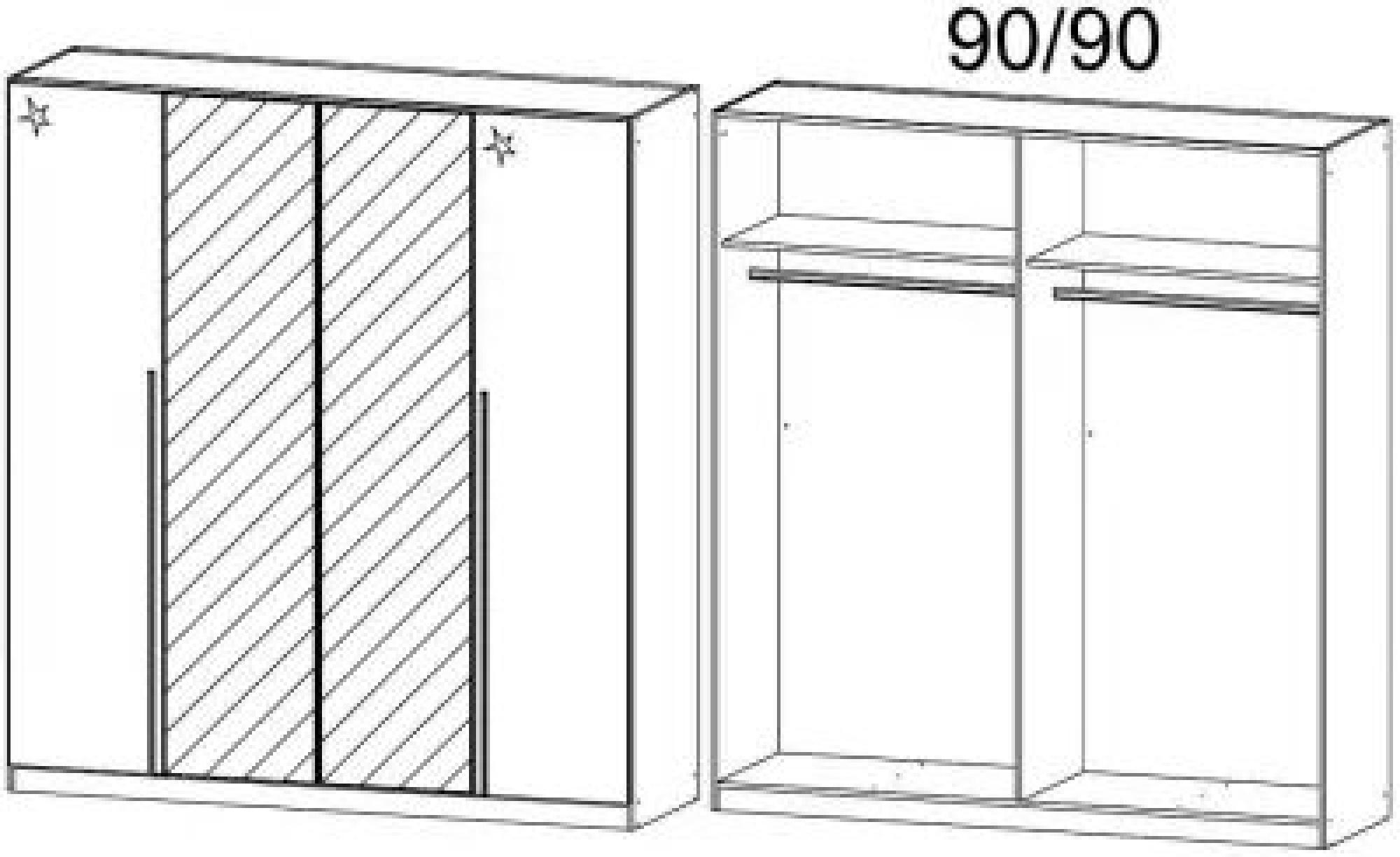 278H : 4 Door Wardrobe with 2 High Polish Door and 2 Mirror Door