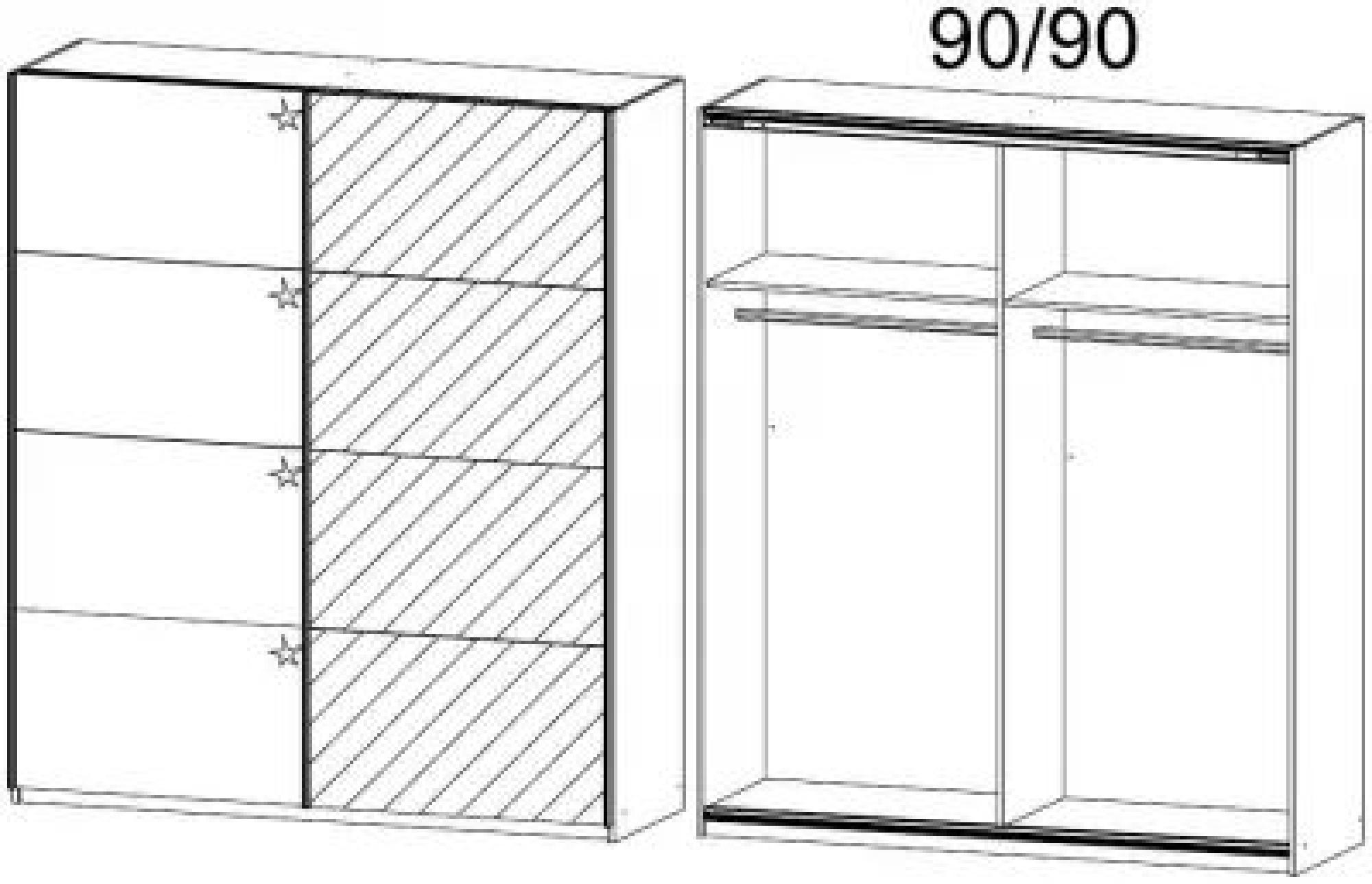 542H : 2 Door Wardrobe with 1 High Polish Door and 1 Mirror Door