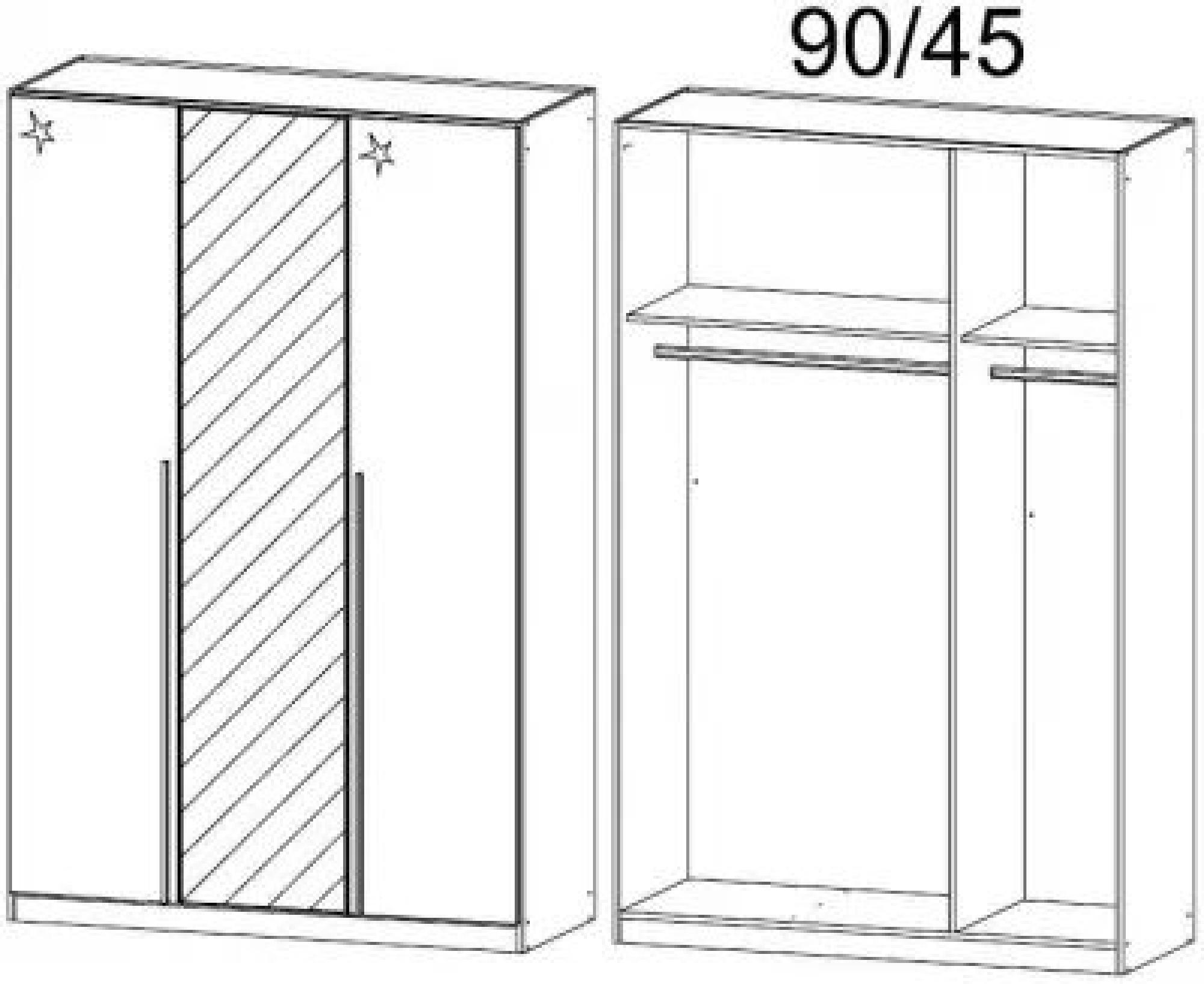 59R0 : 3 Door Wardrobe with 2 High Polish Door and 1 Mirror Door