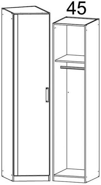 085F : 1 Left Door Wardrobe with Cornice