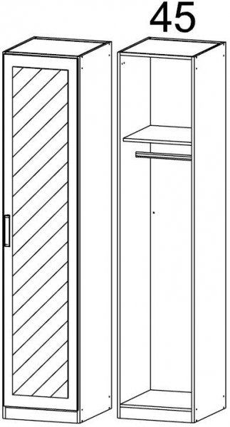 085K : 1 Right Mirror Door Wardrobe with Cornice