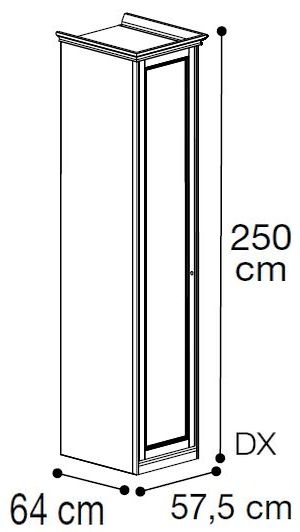 1 Left Door Wardrobe - H 250cm