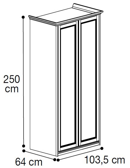 2 Door Wardrobe - H 250cm