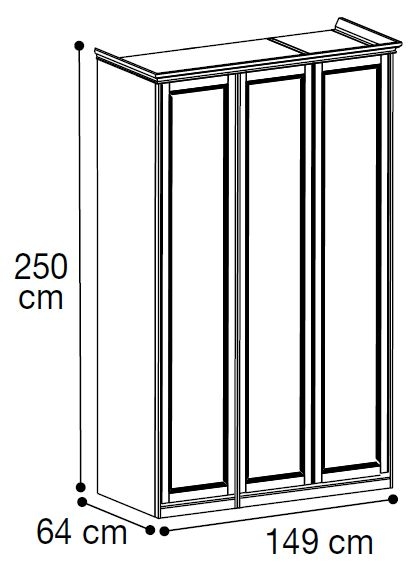 3 Door Wardrobe - H 250cm