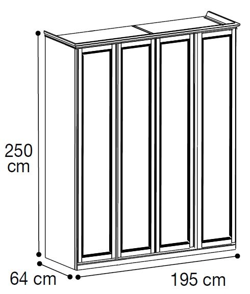 4 Door Wardrobe - H 250cm