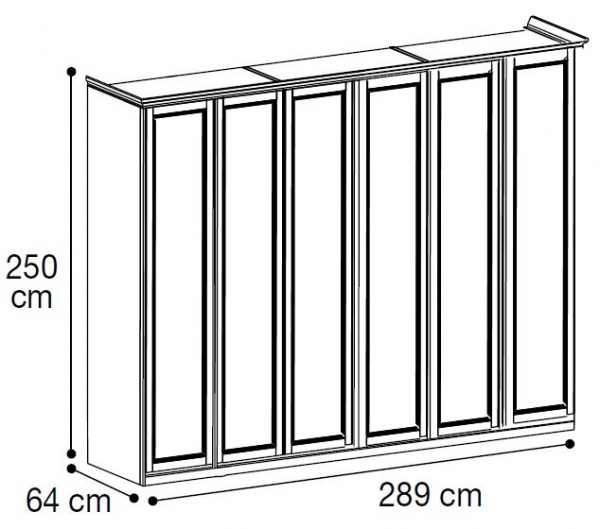 6 Door Wardrobe - H 250cm