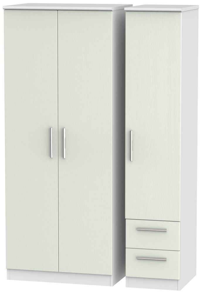Knightsbridge 3 Door 2 Right Drawer Wardrobe - Kaschmir Ash and White