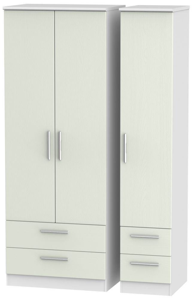Knightsbridge 3 Door 4 Drawer Tall Wardrobe - Kaschmir Ash and White