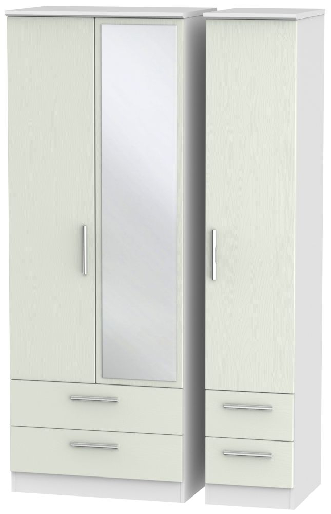 Knightsbridge 3 Door 4 Drawer Tall Combi Wardrobe - Kaschmir Ash and White