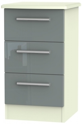 Grey High Gloss Front and Cream Matt Base Unit