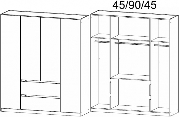 4322 : 4 Door 2 Drawer Combi Wardrobe