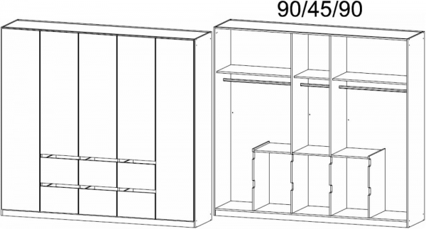 4323 : 5 Door 6 Drawer Combi Wardrobe
