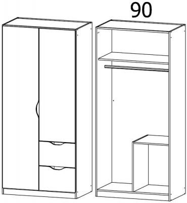 3247 : 2 Door 2 Drawer Combi Wardrobe