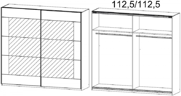 5112 : 2 Door Sliding Wardrobe with Mirror Center