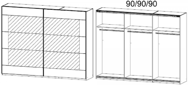 5115 : 2 Door Sliding Wardrobe with Mirror Center
