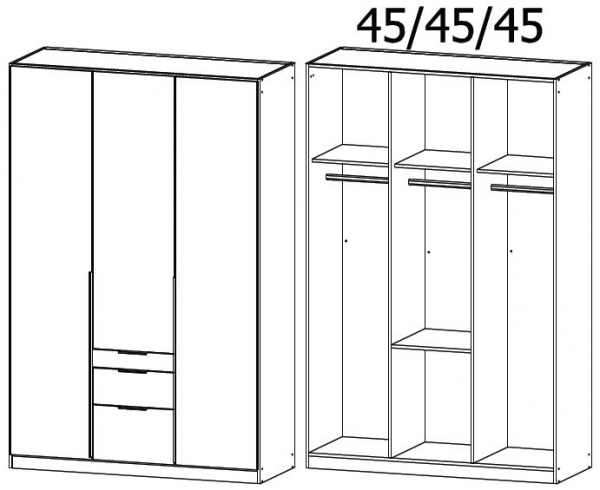 0046 - 3 Door 3 Drawer Wardrobe
