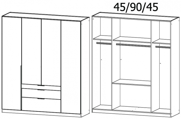 0072 - 4 Door 3 Drawer Wardrobe