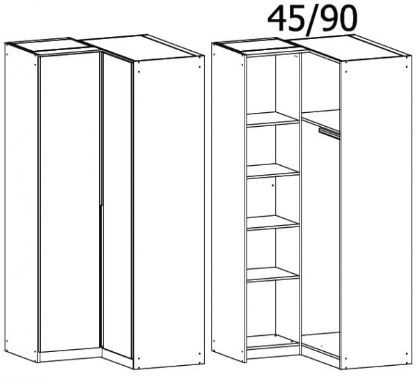 17D7 - 2 Door Corner Wardrobe