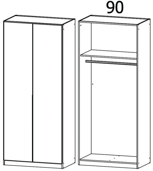 17L3 - 2 Door Wardrobe with High Polish White Front