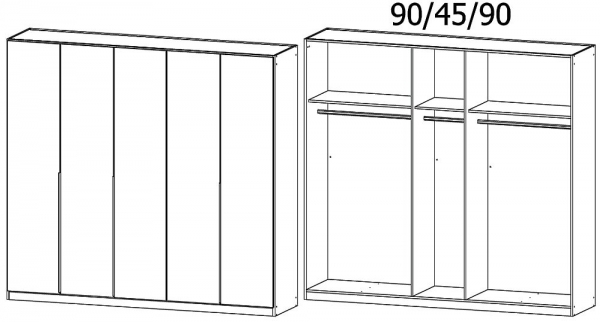 17L8 - 5 Door Wardrobe with High Polish White Front
