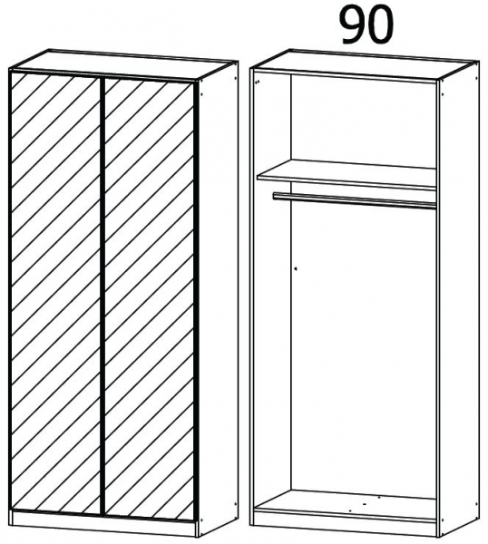 17S2 - 2 Mirror Door Wardrobe