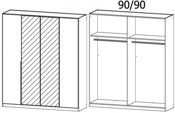 18S4 - 4 Door 2 Mirror Wardrobe