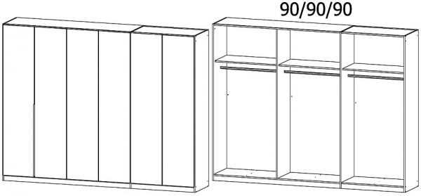 4274 - 6 Door Wardrobe with High Polish White Front