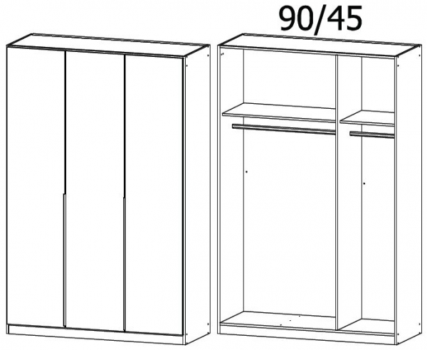 4868 - 3 Door Wardrobe with High Polish White Front
