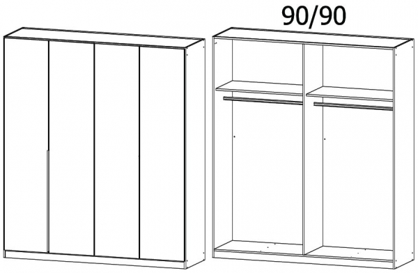 4869 - 4 Door Wardrobe with High Polish White Front