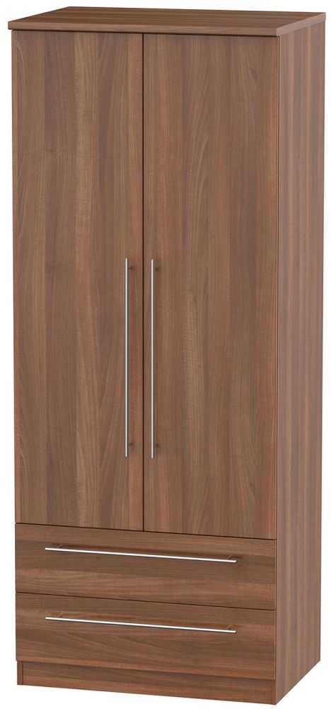 Sherwood Noche Walnut 2 Door 2 Drawer Wardrobe