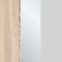 Rustic Oak with Crystal Mirror and Pebble Grey Glass 443