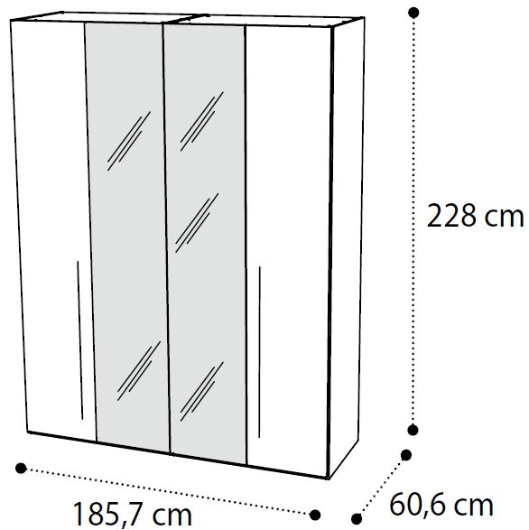 4 Door 2 Mirror Wardrobe