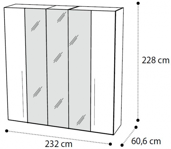 5 Door 3 Mirror Wardrobe