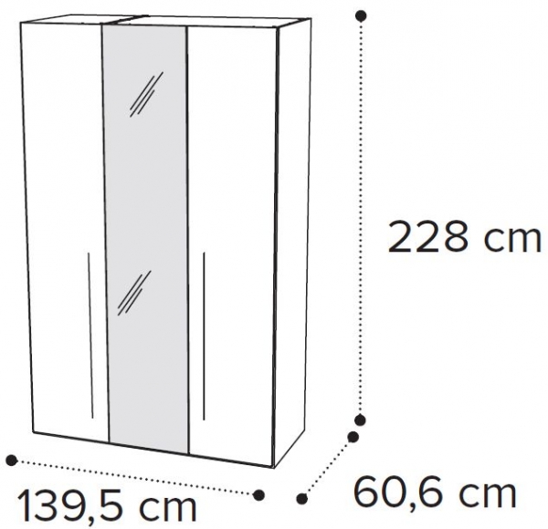 3 Door 1 Mirror Wardrobe