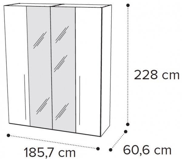 4 Door 2 Mirror Wardrobe