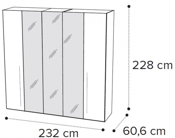 5 Door 3 Mirror Wardrobe
