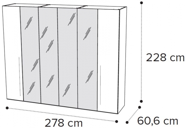 6 Door 4 Mirror Wardrobe