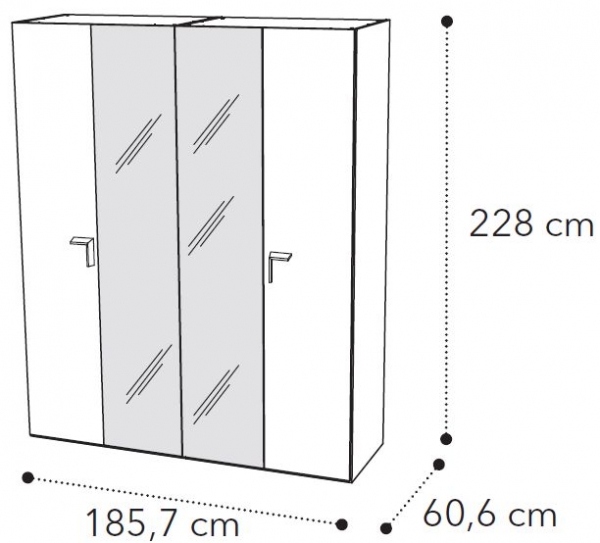4 Door 2 Mirror Wardrobe