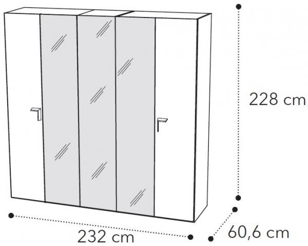 5 Door 3 Mirror Wardrobe