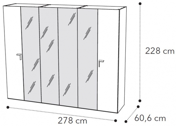 6 Door 4 Mirror Wardrobe